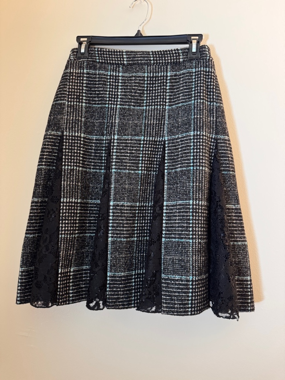 BILL BURNS Vintage Nordstrom Lace & Plaid Flare Skirt